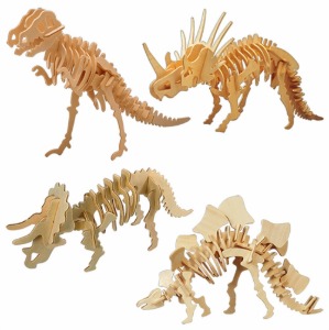 3D 입체 나무 공룡 4종 세트 A