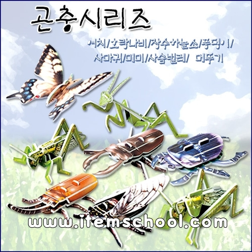 곤충시리즈 8종 (여치/호랑나비/장수하늘소/풍뎅이/사마귀/매미/사슴벌레/메뚜기)